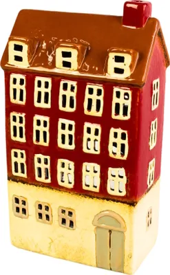 Produktbild von Windlicht Haus aus Keramik rot 24 cm hoch Keramikhaus Dekohaus Deko Lichterhaus