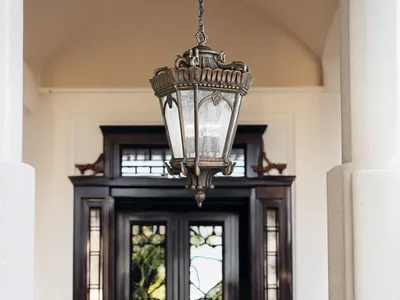 Produktbild von Kleine antike LED Hängelaterne Außenpendelleuchte zur Terrassenbeleuchtung Ø19cm