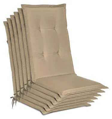 Immagine prodotto di Beautissu Set di 6 cuscini per sedie da giardino Loft HL Natur, 120x50x6cm