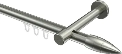 Produktbild von Interdeco Innenlaufstange / Gardinenstange mit Innenlauf Edelstahl-Optik, Typ Prestige Samanto (Rillenpatrone), 20 mm Ø 1-läufig, 120 cm