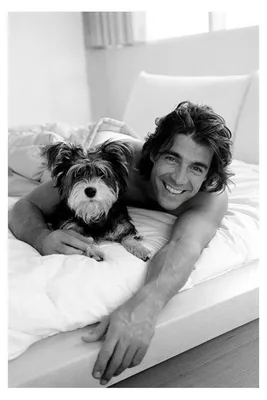 Productafbeelding van Ochtendglimlach - Man en hond - Chien - 61x91,5 cm - Poster/Affiche
