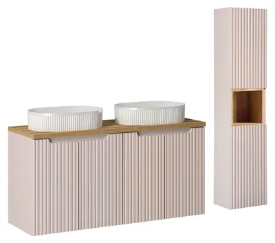Produktbild von Doppelwaschtisch und Hängesäule 120cm Riva, Kaschmir