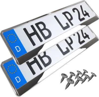 Produktbild von 2 Stück Kennzeichenhalter Chrom Vollchrom Kennzeichenhalterung Nummernschild Halter