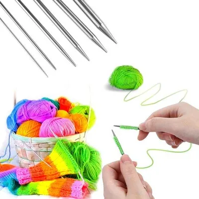 Immagine prodotto di Set di aghi in metallo, diametro 2 mm, 3 mm, 4 mm, 5 mm, 6 mm, 8 mm, lunghezza 60 cm
