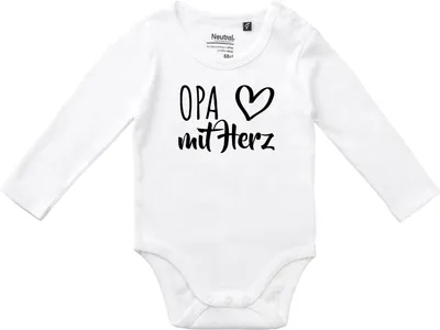 Produktbild von Huuraa Baby Body Opa mit Herz 80 White  Baumwolle Fairtrade Langarmbody Geschenkidee