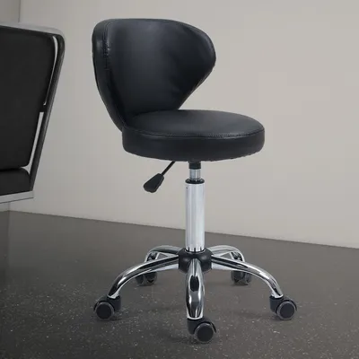 Immagine prodotto di sgabello girevole okwish sgabello da salotto con seduta regolabile in altezza, sgabello girevole sgabello con schienale e seduta rotonda, nero