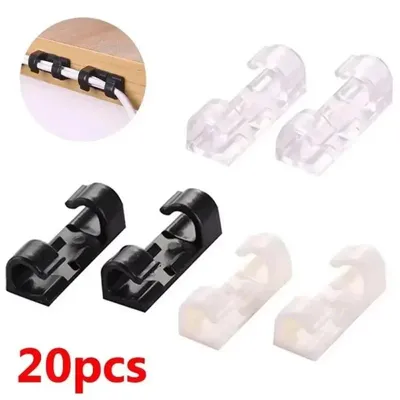 Produktbild von Kabelhalter - Selbstklebende Kabelclips - Ohne Bohren - Spurlos - Kunststoff - 20er-Pack - Schwarz
