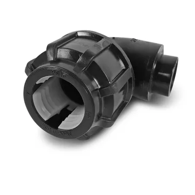 Produktbild von Jason Winkel 90° PP 32 mm x 1/2 Klemm x Innengewinde 16bar Schwarz/Blau DVGW/KIWA/WRAS/SVGW