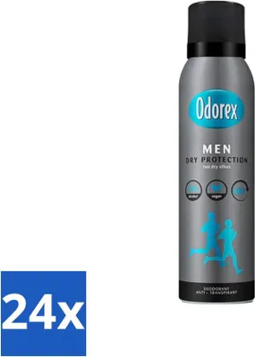 Obrázok produktu pre Odorex Men - Dezodorant v spreji - Suchá ochrana - Dlhotrvajúca sviežosť - 150 ml - Hodnotné balenie - 24 kusov
