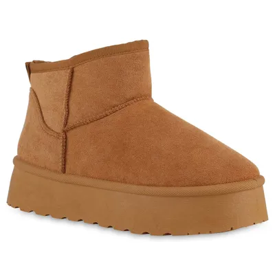 Produktbild von VAN HILL Damen Warm Gefütterte Winter Boots Bequeme Profil-Sohle Schuhe 840874, Farbe: Hellbraun, Größe: 40