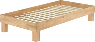 Produktbild von Holzbett breites Einzelbett 100x200 Buche geölt Futonbett mit wählbarem Zubehör  V-60.87-10Rollrost inkl.