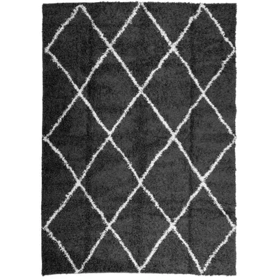 Produktbild von vidaXL Teppich Shaggy Hochflor Modern Schwarz und Creme 240x340 cm