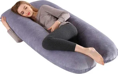 Image de Coussin en forme de U avec housse en velours amovible - Idéal pour dormir confortablement