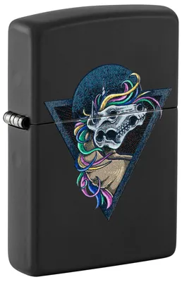 Produktbild von Zippo Sturmfeuerzeug - Horse Skull - Black Matte Finish, Black Light Effekt - Na