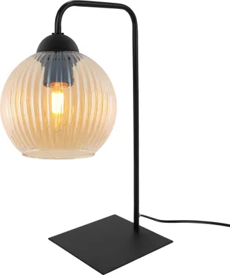 Produktbild von Tischleuchte Riffle Schwarz 1-flammig Glas Honig Kugel E27