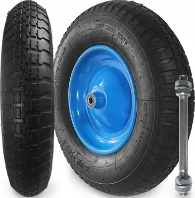 Produktbild von Schubkarrenrad 4.80/4.00-8 6PR - 250 kg inkl. ACHSE Traglast Ersatzrad Luftreifen 390x97
