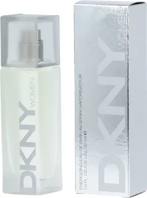 A bottle of DKNY Women Energizing eau de Parfum and its packaging.