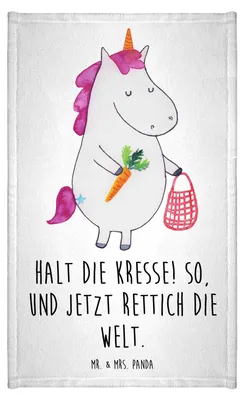 Produktbild von Mr. & Mrs. Panda Handtuch Einhorn Gemüse - Weiß - Geschenk, Biomarkt, Frotteehandtuch, Unicorn, Wochenmarkt, Mini-Handtuch, frottee gästehandtuch, Baumwollhandtuch, Klein