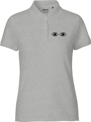 Produktbild von Huuraa Damen Polo Shirt Augen Eyes S Sport Grey Bio Baumwolle Fairtrade Poloshirt Geschenkidee
