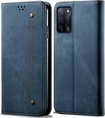 Produktbild von OPPO A55 5G Hülle, Leder Brieftasche Flip Bookstyle Schutzhülle mit Standfunktion für OPPO A55 5G Blau