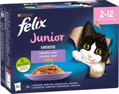 Produktbild von Felix Fantastic Junior Mix Smaków w Galaretce dla Kota 12 x 85 g