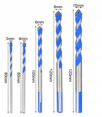 Obrázek produktu pro Pasadocnc vrtáky pro sklo a keramiku, 5 kusů, průměr 3-10 mm