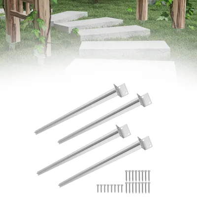 Obrázok produktu pre XINZI zemná objímka na drevené stĺpy 60 x 700 mm, pozinkovaná podpera stĺpov v tvare L, zemná objímka na záhradné projekty, strieborná (4 ks)