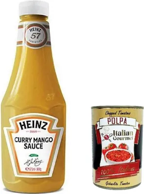 Produktbild von 6x Heinz Curry Mango, Squeezeflasche, Sauce Flasche 875 ml + italian Gourmet polpa 400g