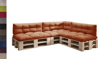 Produktbild von sunnypillow Palettenkissen für Palettenmöbel - 7er Set - Palettenauflage 120 x 80 für Palettensofa - Palettenpolster für Garten, Gesteppte Kissen für Europaletten - Sitzkissen & Rückenkissen Orange