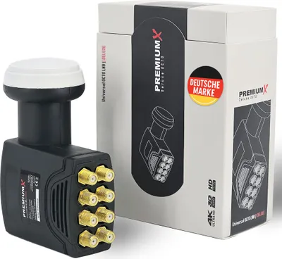 Produktbild von PremiumX Deluxe Octo LNB Signalumsetzer digital SAT-Empfang HD UHD 4K
