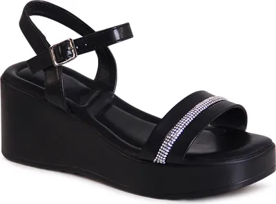 Produktbild von topschuhe24 3066 Damen Keilabsatz Sandalen Plateau Sandaletten, Farbe:Schwarz, Größe:39 EU