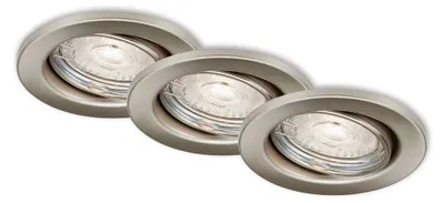 Image de Lampe LED encastrée BRILONER LEUCHTEN SWING, 5 W, 460 lm, IP23, nickel mat, métal, incl., 3x GU10, intensité lumineuse variable, set de 3, Ø 8,6 cm