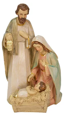 Produktbild von Moderne bunte Krippenfigur Maria Josef Jesus als Weihnachtsfigur 24 cm