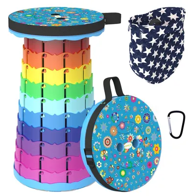 Produktbild von Teleskophocker Campingstuhl Klapphocker - Höhe 6,5 bis 45 cm - Mit Tragetasche - Ideal für Camping und Angeln