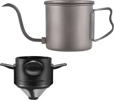 Produktbild von 400ml š¹bergie?kessel Schwanenhals-Kaffeekessel Ti Klappgriff Wasserkocher mit Kaffeefilter