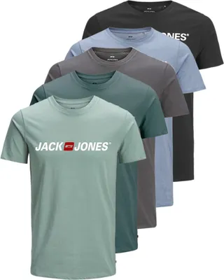 Produktbild von 5er Pack Jack & Jones Herren T-Shirts Corp Tee Logo Shirt, 5er-Corp-OPT3-3XL