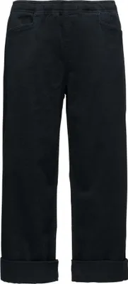 Schwarze Kletter- und Boulderhose für Damen von Black Diamond; mit umgeschlagenen Hosenbeinen.
