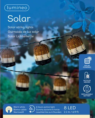 Produktbild von Solar LED Lichterkette mit Lampenschirmen 2,1m Kunststoff Warmweiß