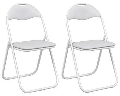 Productafbeelding van Set van 2 Vouwstoelen in Kunstleer Wit en Grijs