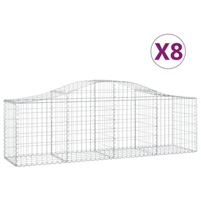 Produktbild von vidaXL Gabionen mit Hochbogen 8 Stk. 200x50x60/80 cm Verzinktes Eisen