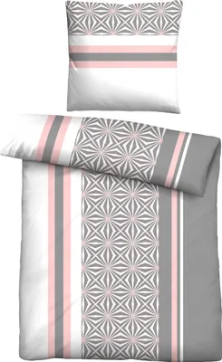 Produktbild von Traumhaft schlafen - Castell - Markenbettwäsche Baumwoll Renforce Bettwäsche 0040758 STREIFEN-STERNE color: silber/grau, size: 1x 155x220 cm + 1x 80x80 cm