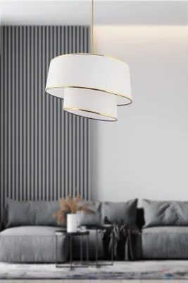 Produktbild von Opviq, Barette - White, Gold,Leuchter, Weiß, METALLKÖRPER, 32 x 32 x 70 cm