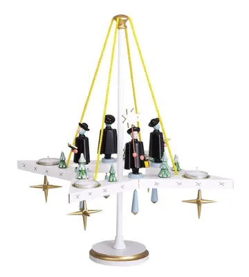 Produktbild von Kerzenhalter Tischkranz Stern weiß mit Kurrende BxT = 38x38cm NEU