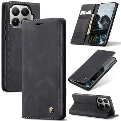 Produktbild von Hülle für Xiaomi 17T Pro Retro Kunstledertasche mit Standfunktion Schutzhülle Schwarz