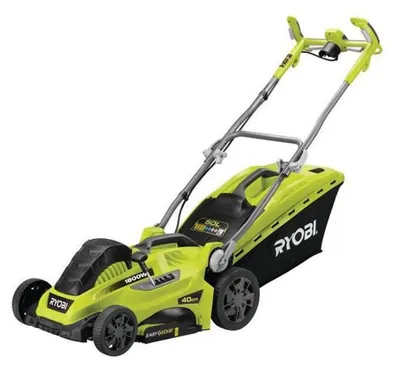 Image de Ryobi - RLM18E40H Tondeuse à gazon à conducteur marchant, moteur électrique, puissance 1,8 kW, largeur de coupe 40cm, roues motrices, tondeuse mulching, ramassage arrière