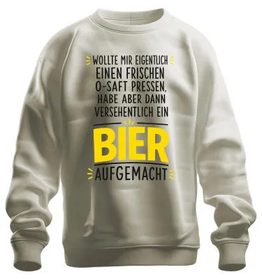 Produktbild von Versehentlich ein Bier aufgemacht Lustig Saufen Alkohol JGA Sweatshirt Pullover, Natur, 3XL
