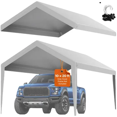 Obrázek produktu pro VEVOR garážový stan, 3 x 6 m, střešní stan pro garáž, vodotěsný a chráněný proti UV záření, snadná instalace pomocí napínacích popruhů, šedý (pouze střešní kryt, rám není součástí dodávky)