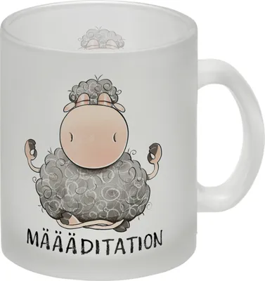 Produktbild von Schaf Glas Tasse mit Spruch MÄÄÄditation