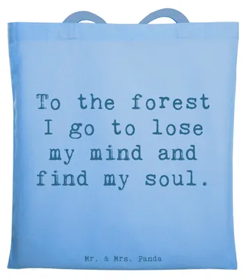 Produktbild von Mr. & Mrs. Panda Jutebeutel Spruch Geborgenheit in der Natur - Sky Blue - Geschenk, Motivation, innere Ruhe, Tote Bag, entspannend, Tasche, Jutetasche, Schultasche, Zitat