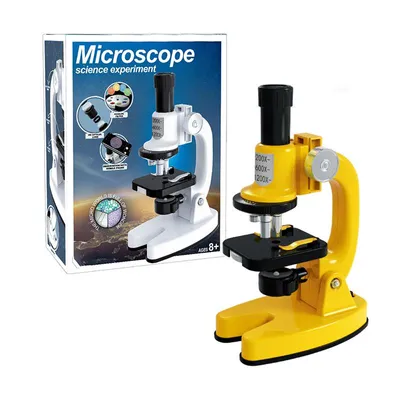 Immagine prodotto di Set microscopio per bambini Zimilo con tre obiettivi, quattro filtri colorati, supporto per cellulare, ingrandimento 200X/600X/1200X, giallo